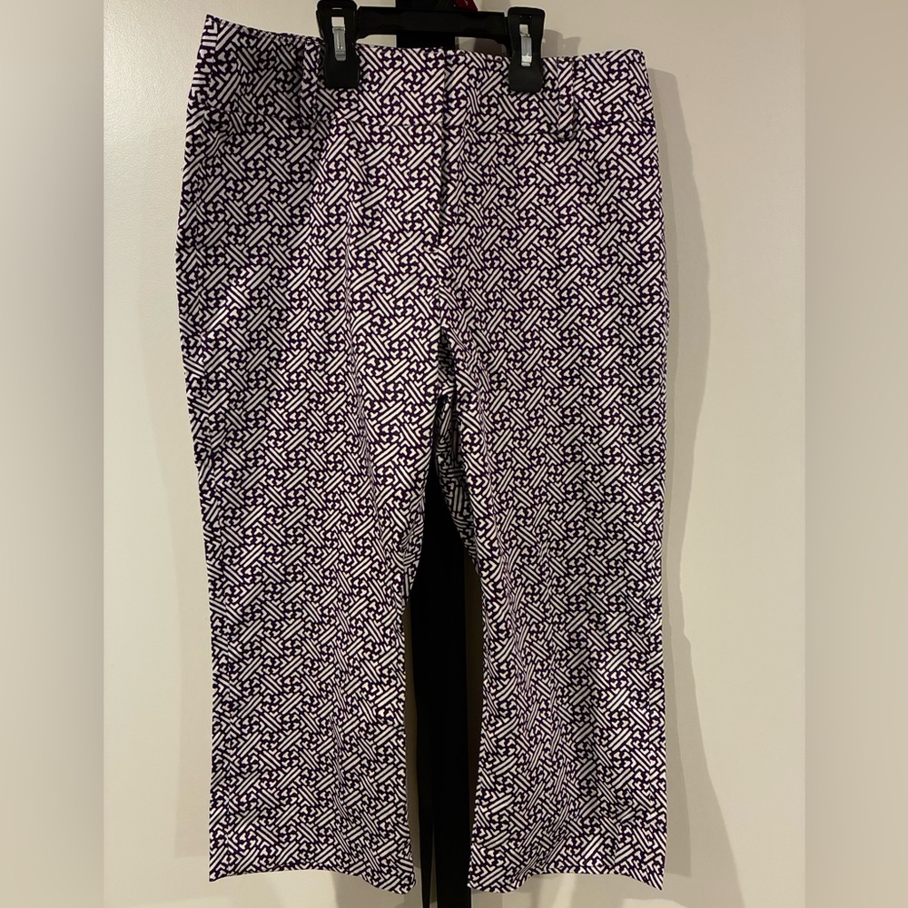 Talbots Purple and White Geometric Pants Sz 10P